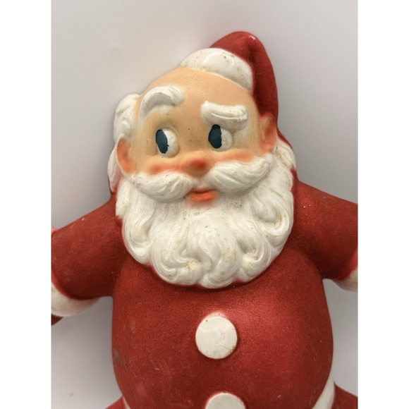 VINTAGE 40'S CHRISTMAS FLOCKED SANTA CLAUS GLOLITE WALL/TABLE DECORATION TAWIAN! - Picture 6 of 8
